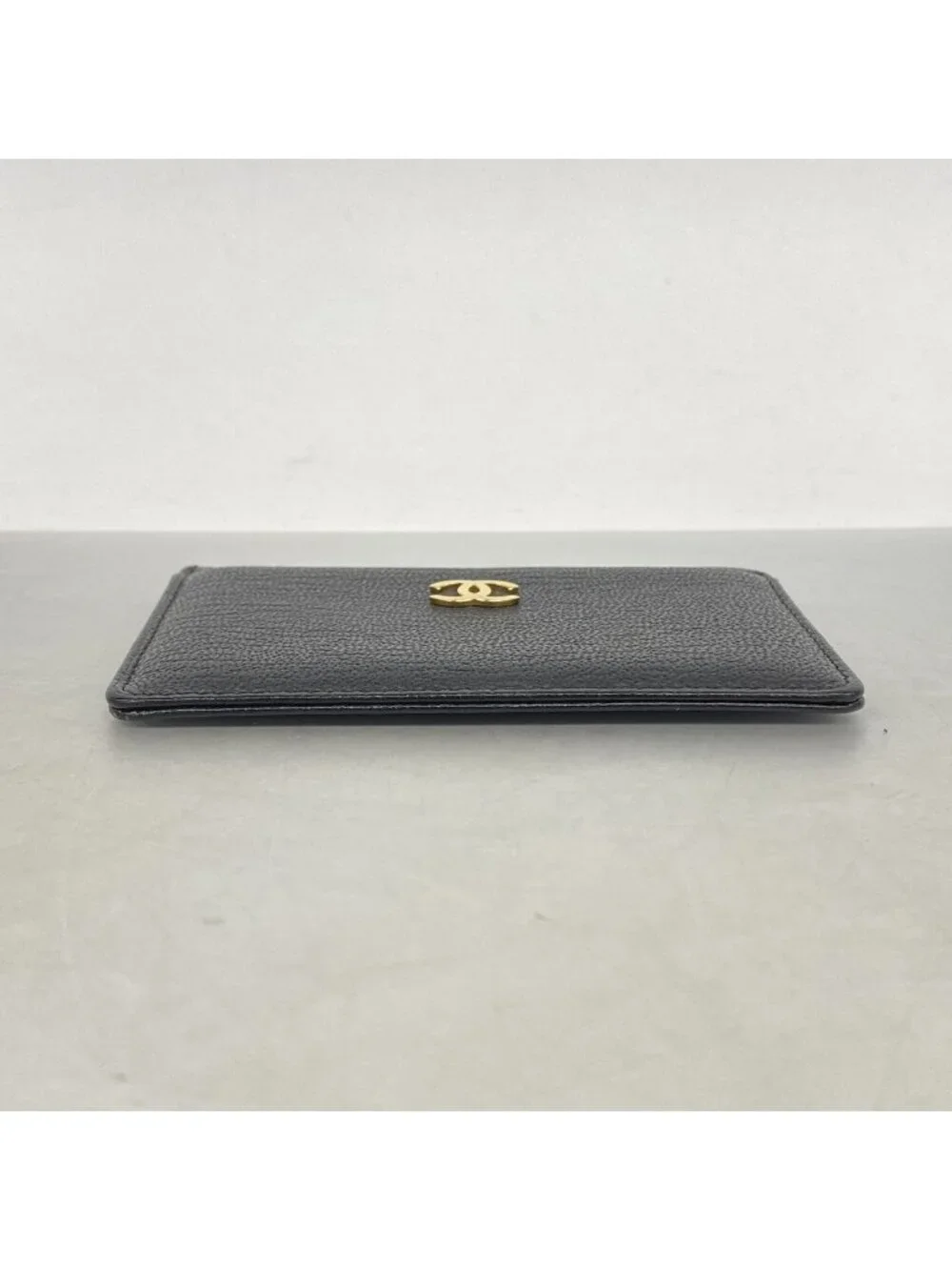 Chanel Card Case Leather Black Gold